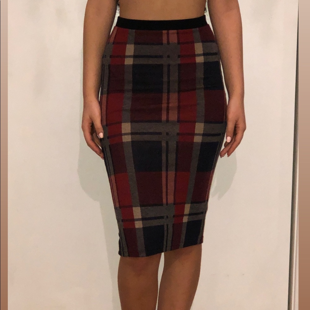 Topshop plaid pencil skirt